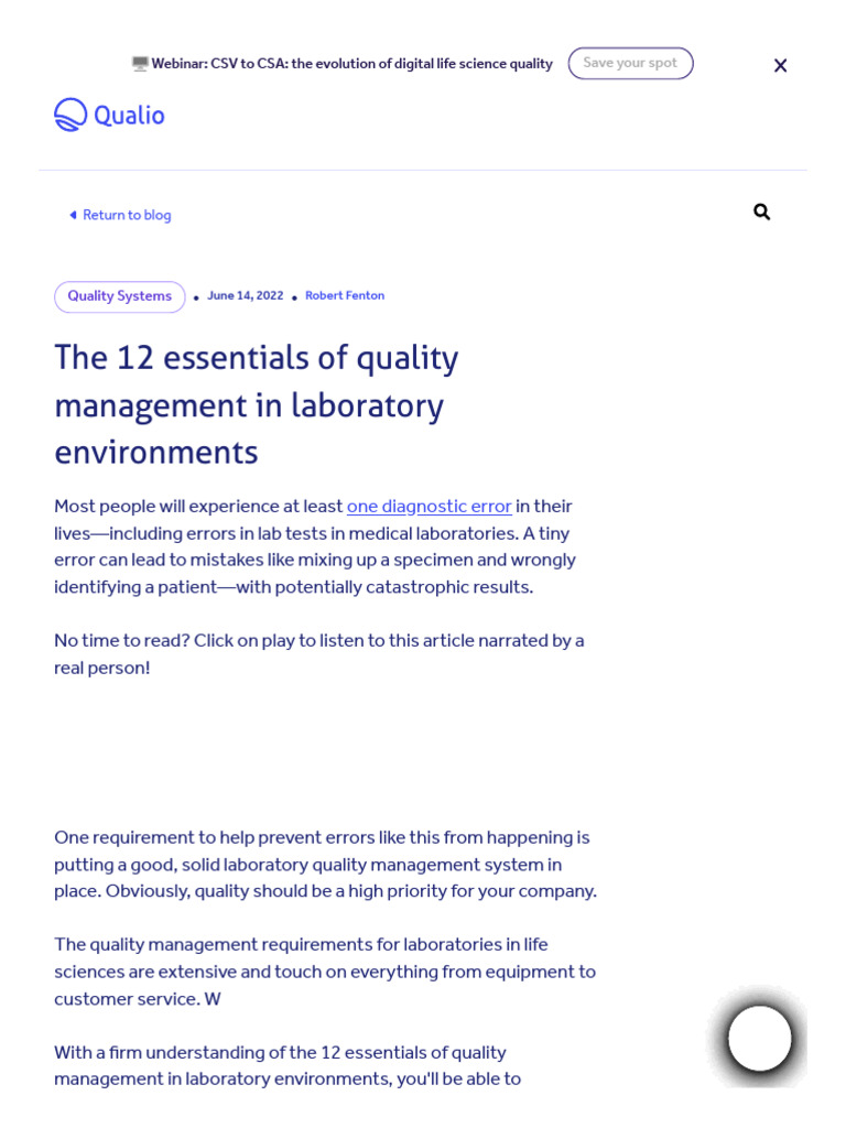 12 Essentials of Lab Quality Management | PDF | Quality Management ...