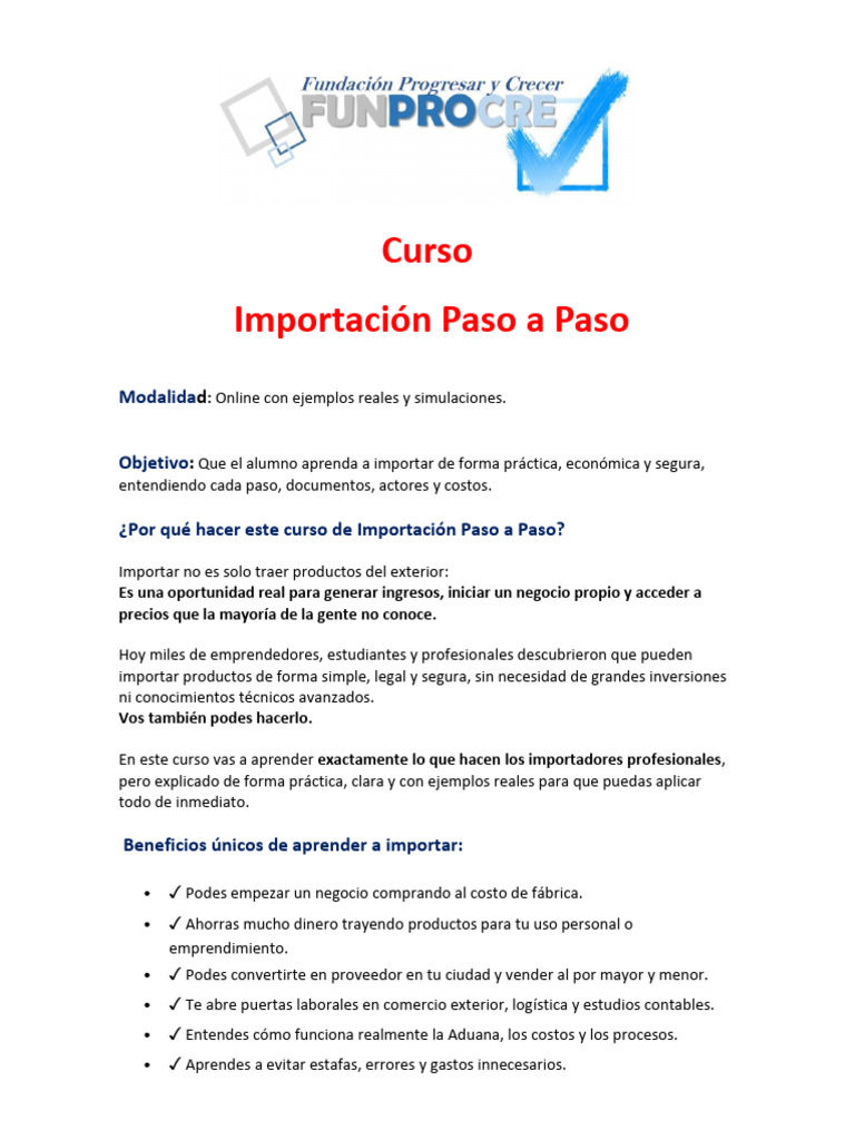 Curso Online de Importación Paso a Paso | PDF | aduana | Iniciativa ...
