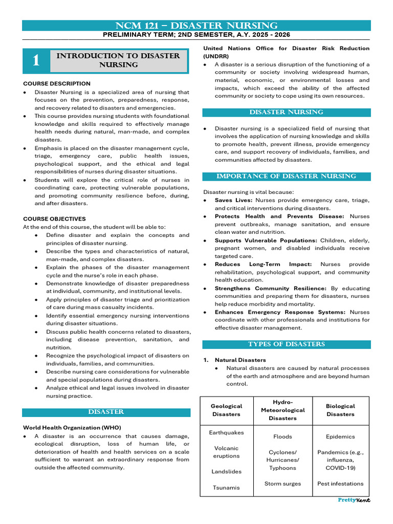 Disaster Nursing Course Overview 2025-2026 | PDF | Natural Disasters ...