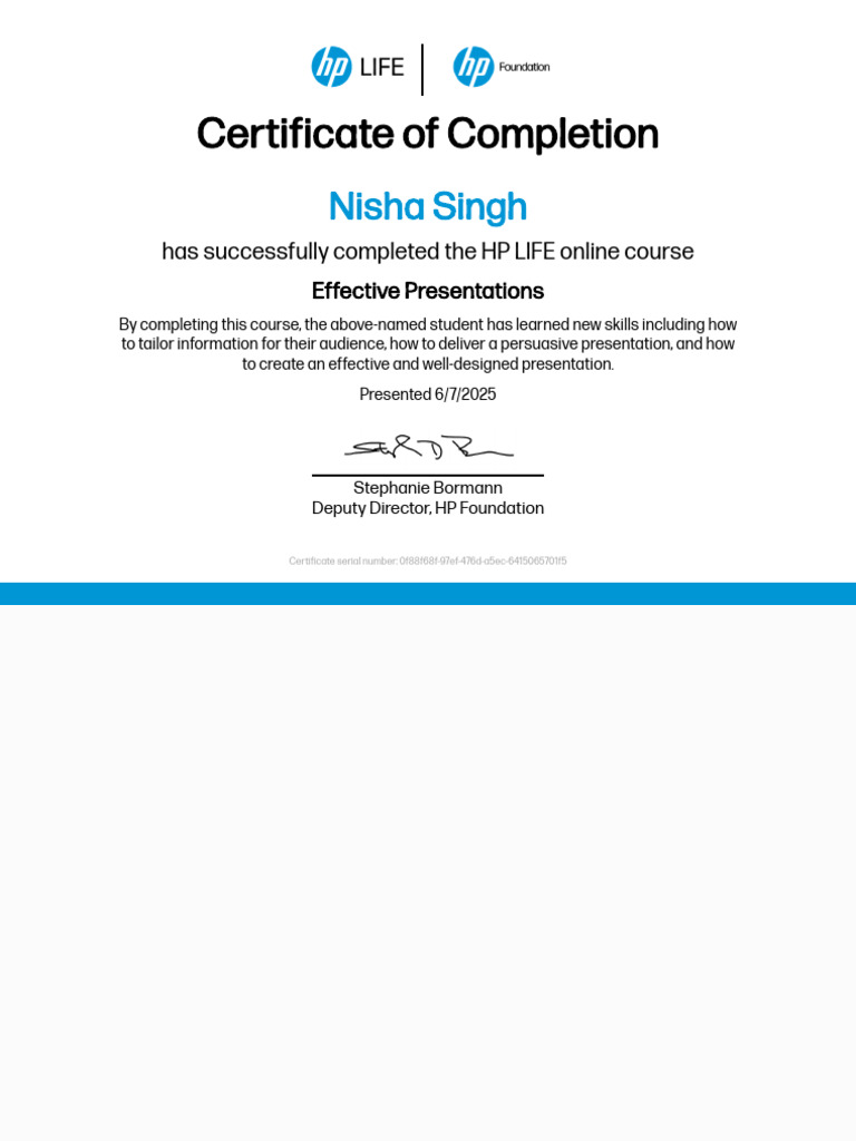 HP LIFE Effective Presentations Certificate | PDF
