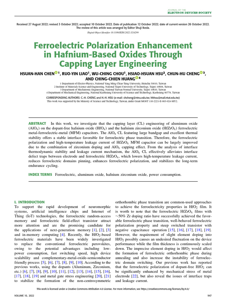 Enhancing Ferroelectric Polarization in HfO2 | PDF | Ferroelectricity ...