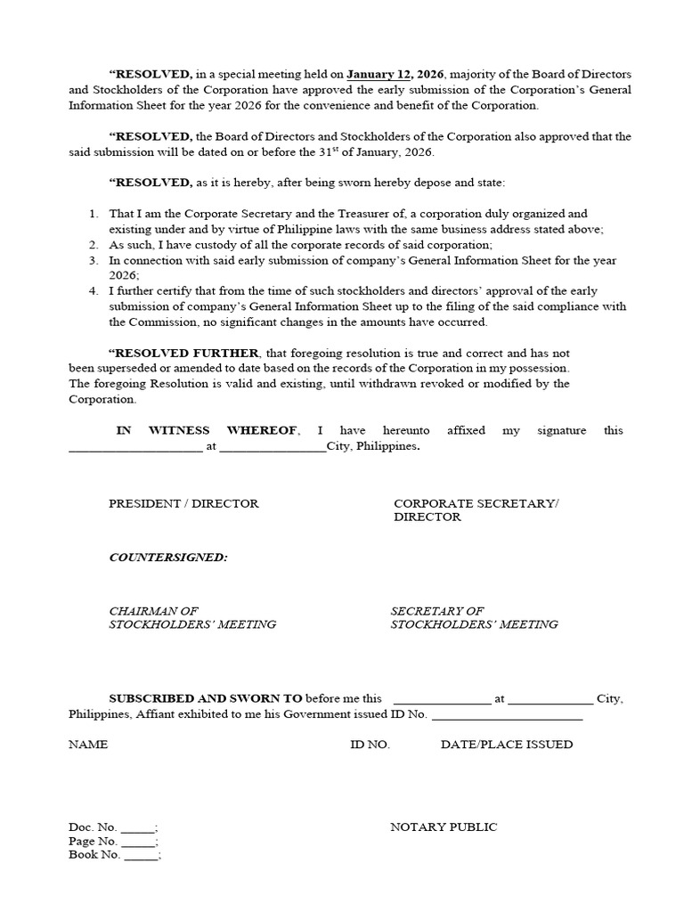 Early Submission of 2026 GIS Resolution | PDF
