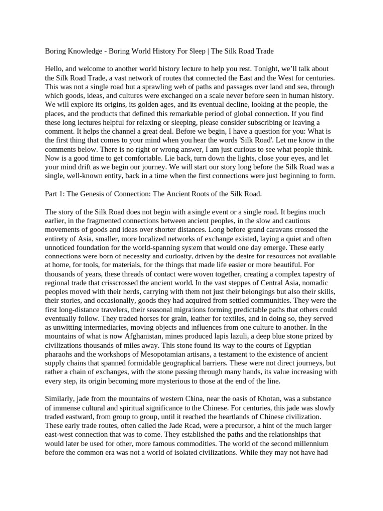 Boring Knowledge - Boring World History For Sleep - The Silk Road Trade ...