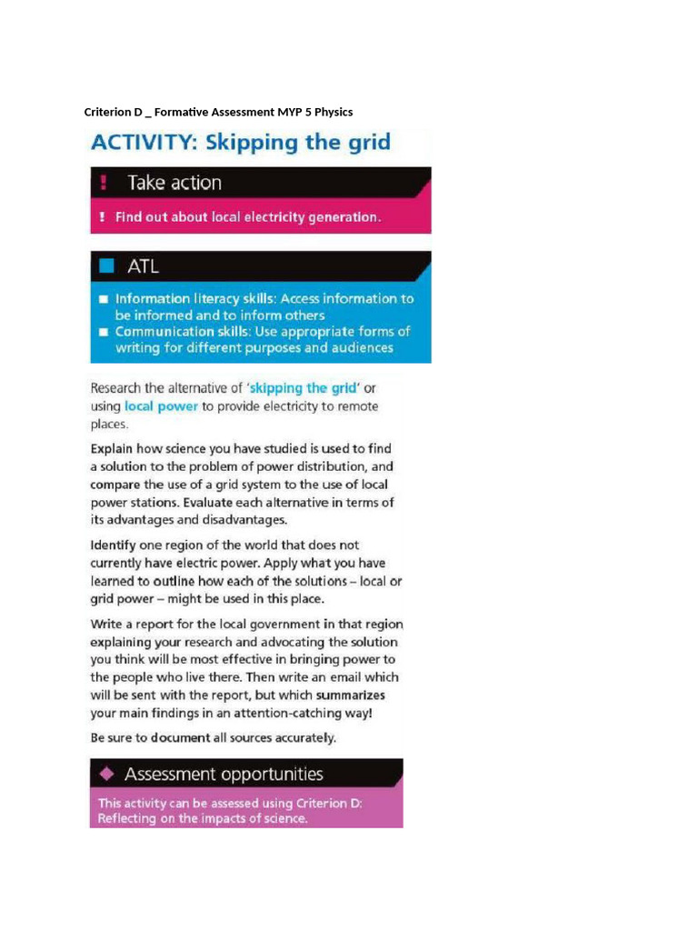 Criterion D Task Alternate Sources | PDF