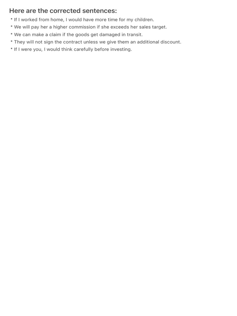 Corrected Conditional Sentences | PDF
