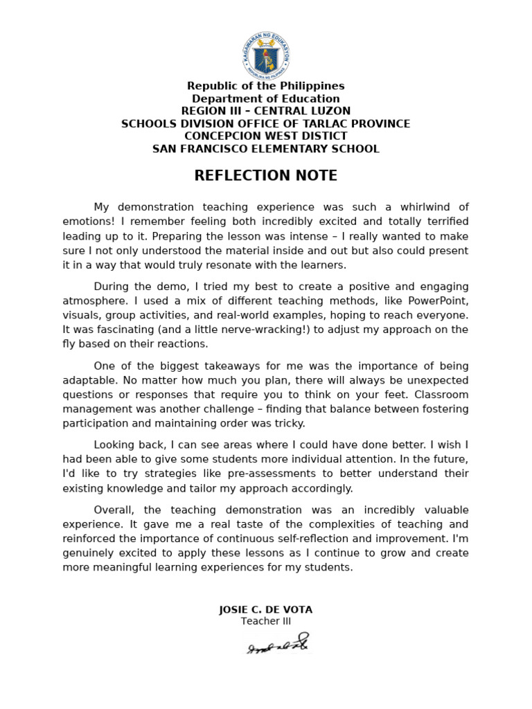 Teaching Reflection: Adapting in Classrooms | PDF