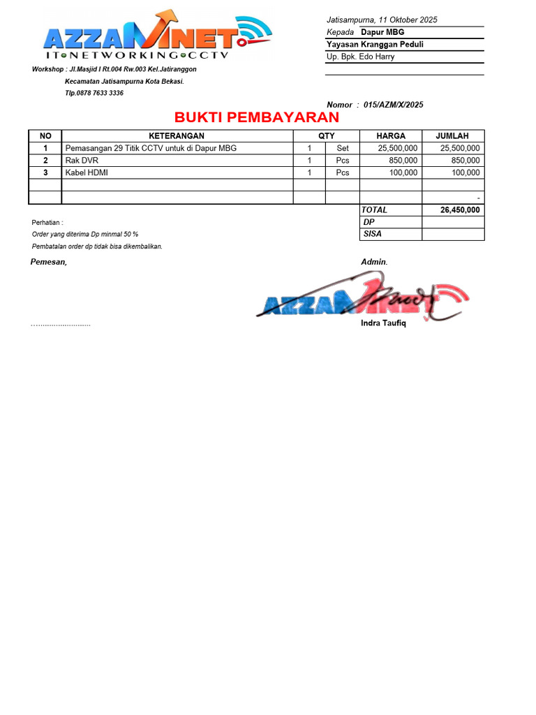 Penawaran Pemasangan CCTV Dapur MBG | PDF