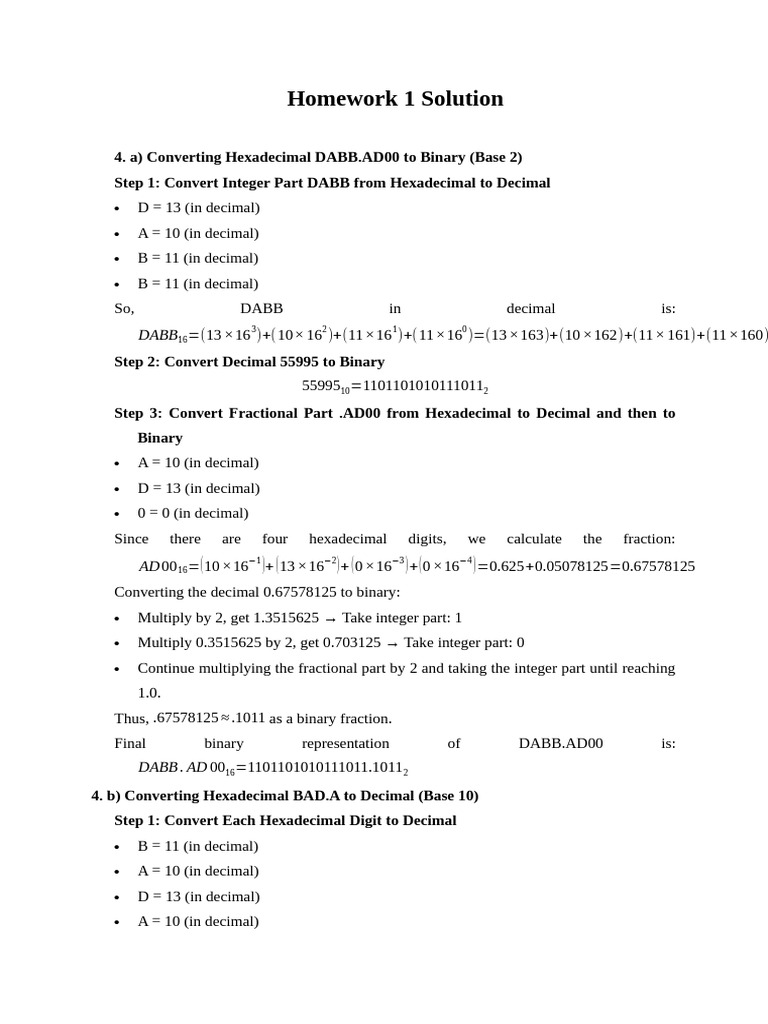 Hex to Binary and Decimal Conversions | PDF | Decimal | Numbers