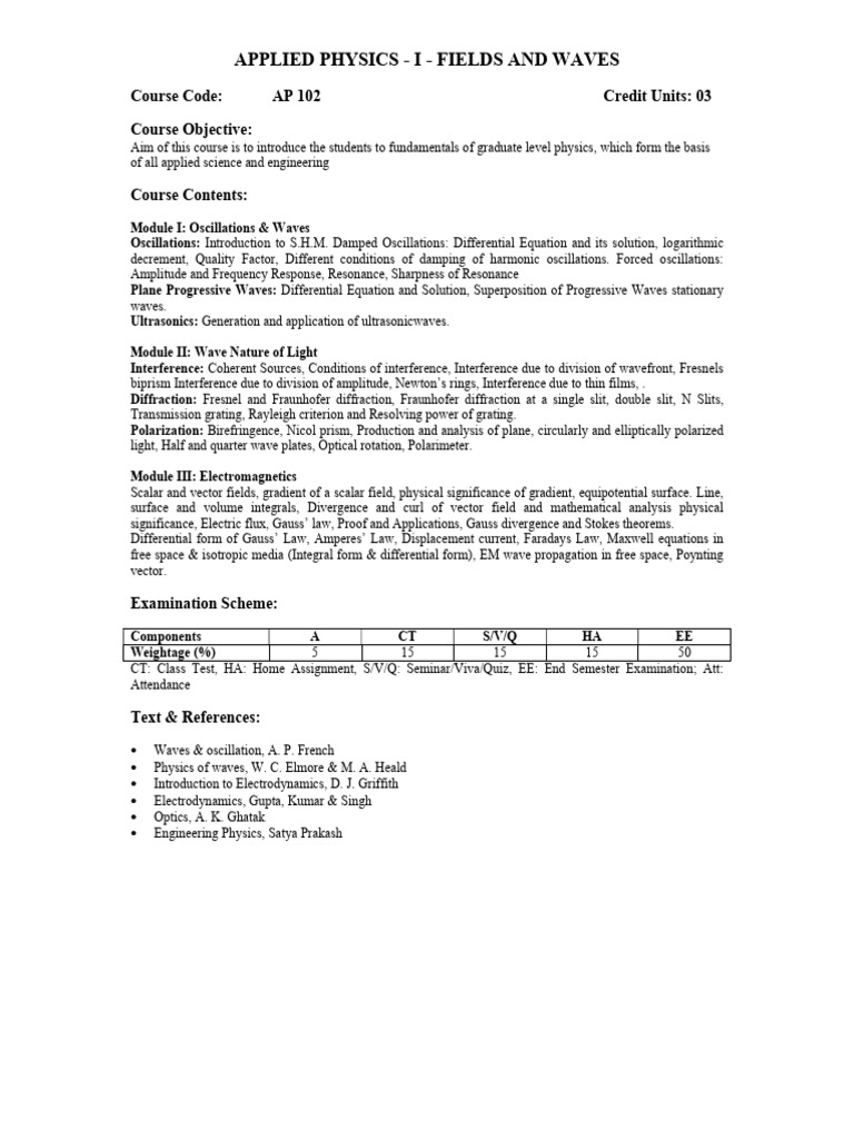 Applied Physics I: Fields and Waves | PDF | Matrix (Mathematics ...