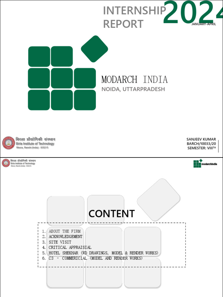 Internship Report: Modarch India 2024 | PDF | Basement | Architectural ...