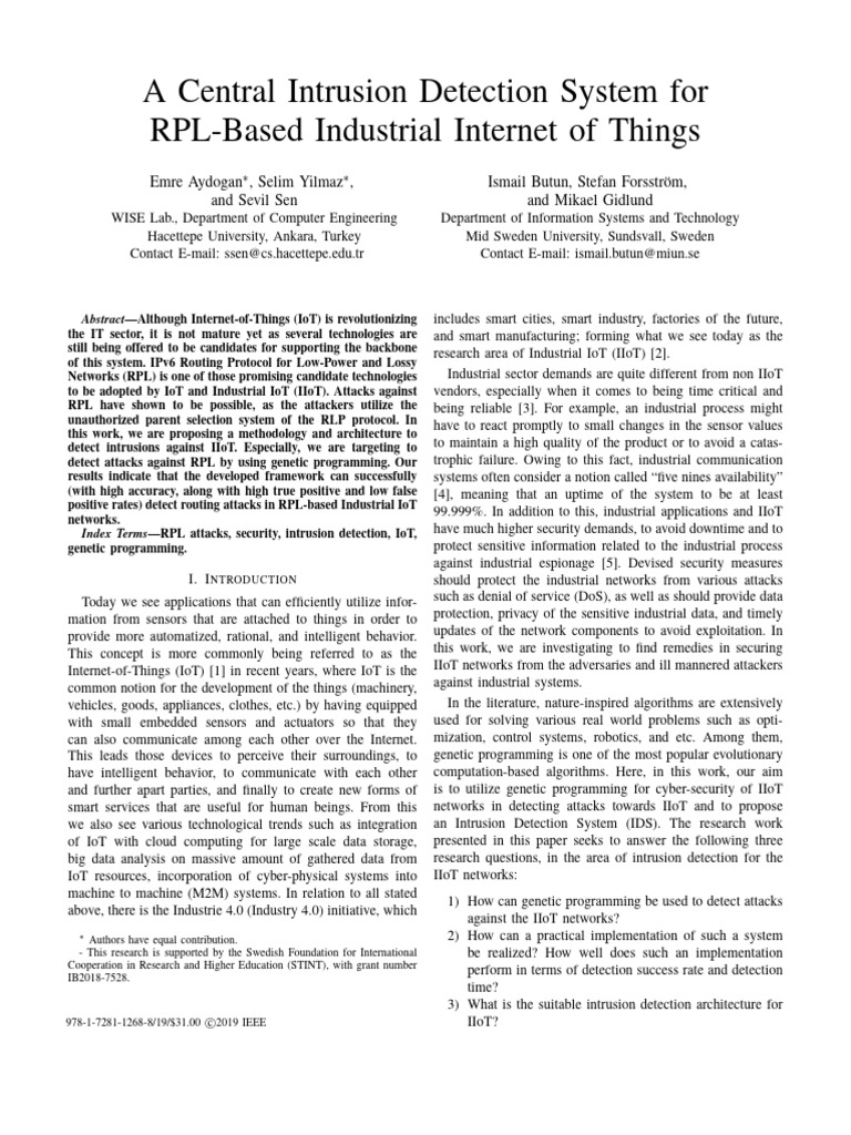 206 - 2019 - Dataset A Central Intrusion Detection System For RPL-Based ...