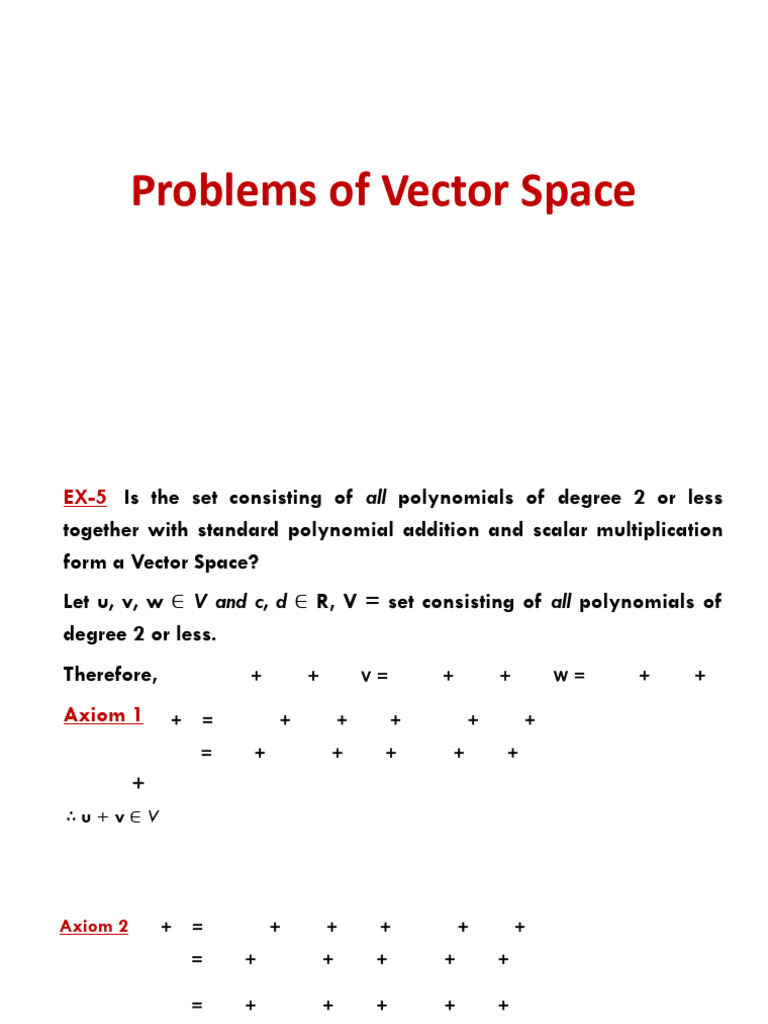 Vector Space Problems and Solutions | PDF | Vector Space | Scalar ...