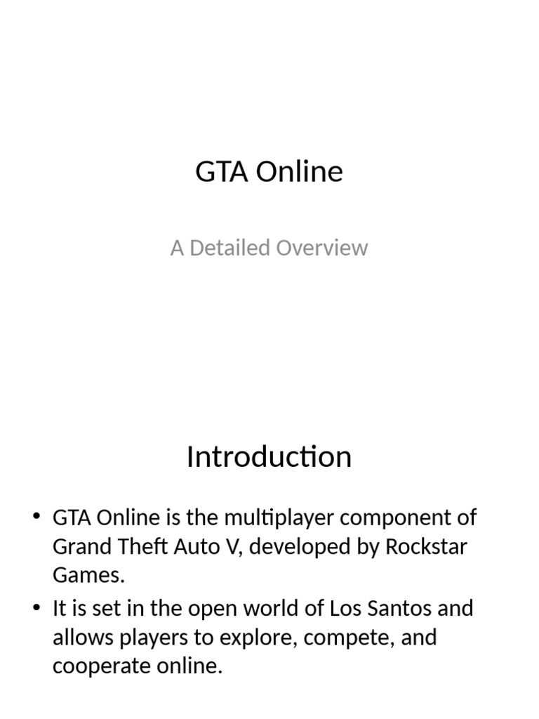 GTA Online Detailed Presentation | PDF