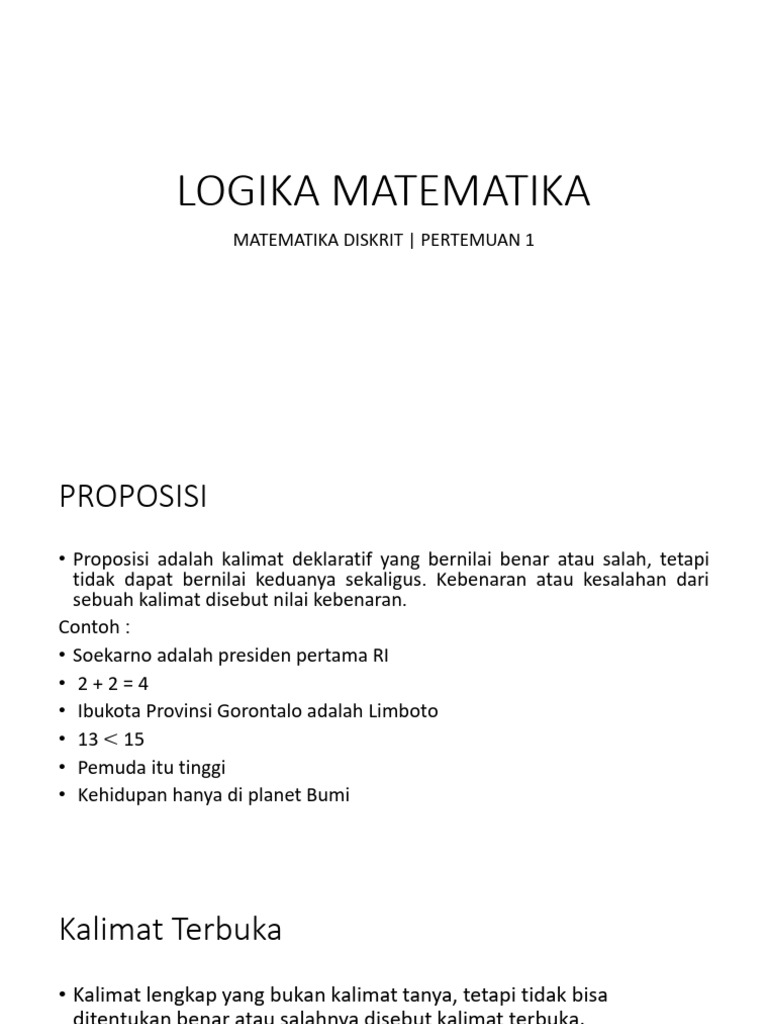 Dasar-Dasar Logika Matematika Diskrit | PDF