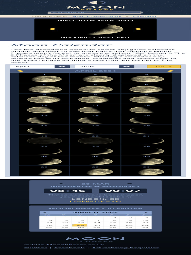 Moon Phase Calendar for March 2002 | PDF | Planetary Science | Solar System