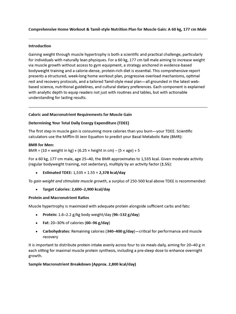 Comprehensive Home Workout | PDF | Muscle Hypertrophy | Strength Training