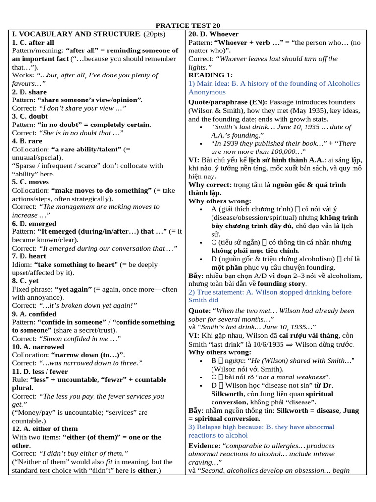 (14 bản) Đáp án Practice 21 | PDF
