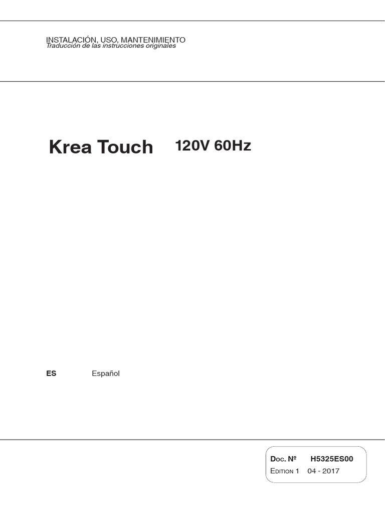 Guía de Instalación y Mantenimiento Krea Touch | PDF | café | Agua