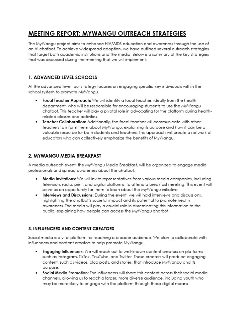 MyWangu Outreach Strategies Report | PDF | Social Media | Popular ...
