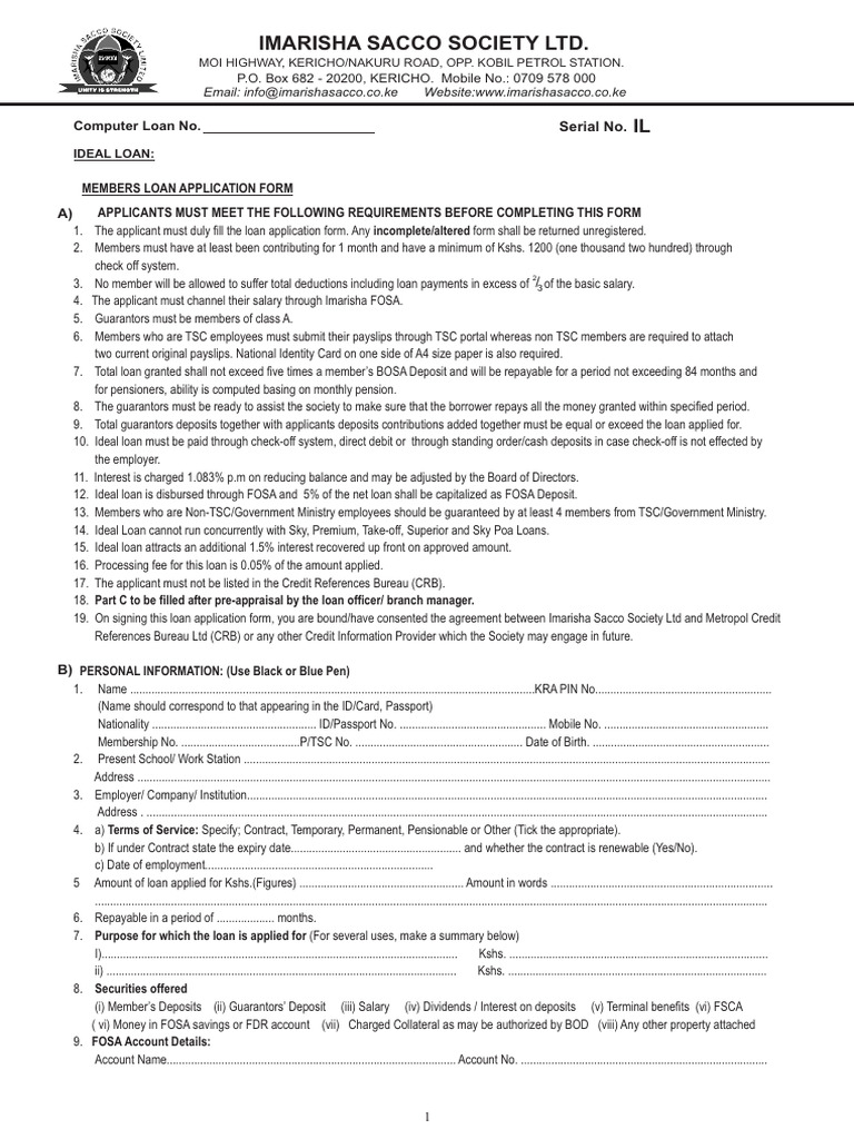Ideal Loan Application Form | PDF | Loans | Interest