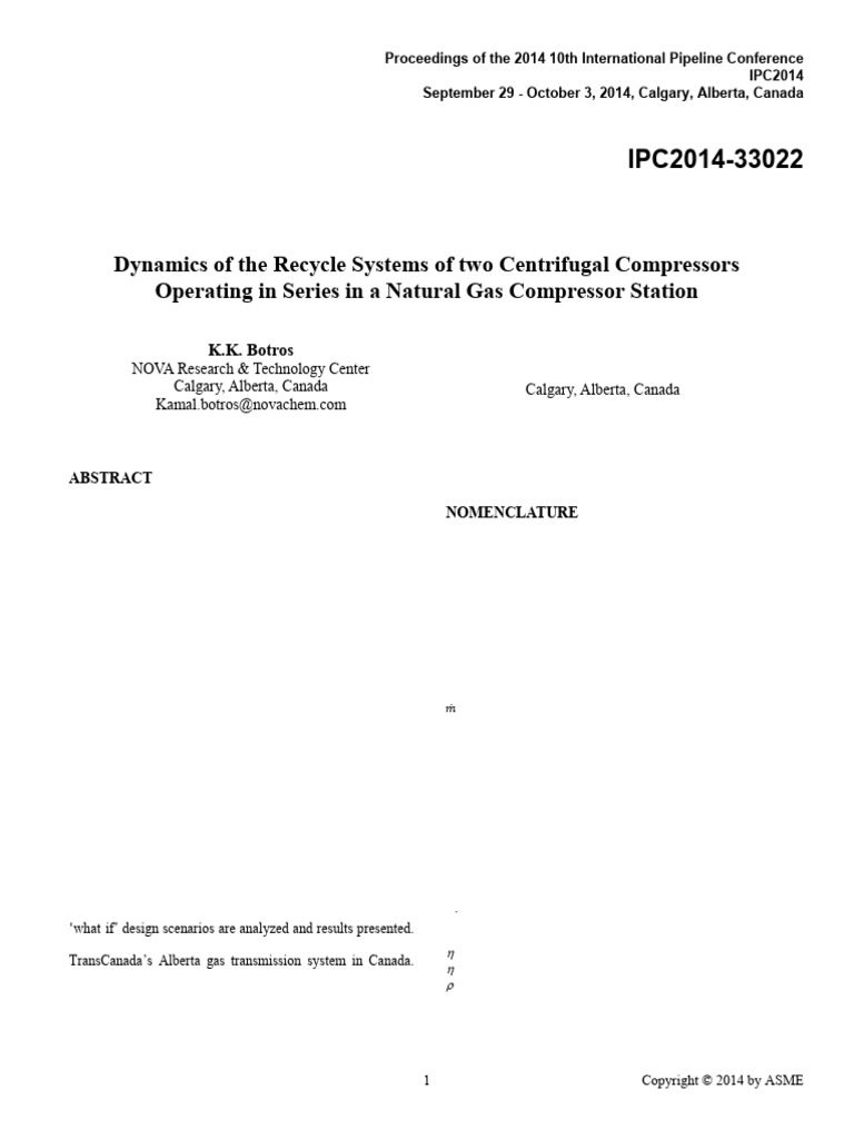 IPC2014-33022 Dynamics of The Recycle Systems of Two Centrifugal ...
