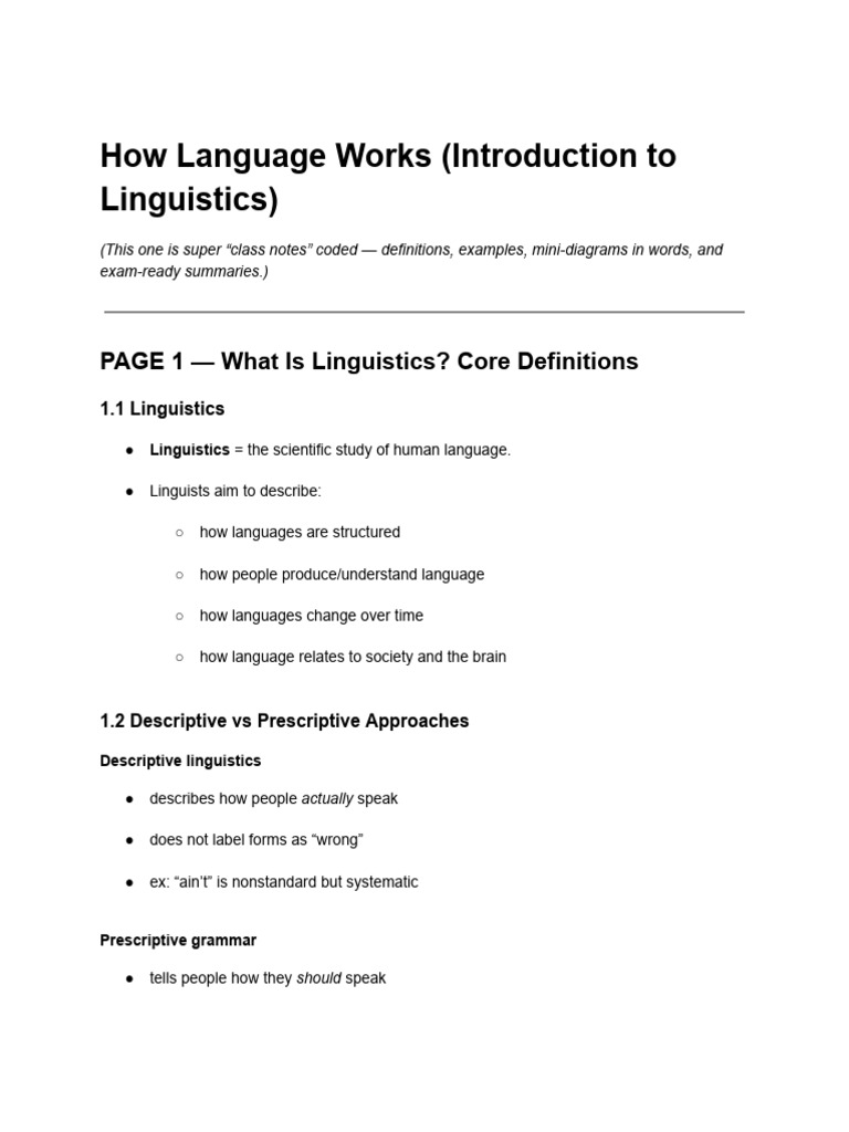 Introduction to Linguistics Overview | PDF | Linguistics | Morphology ...