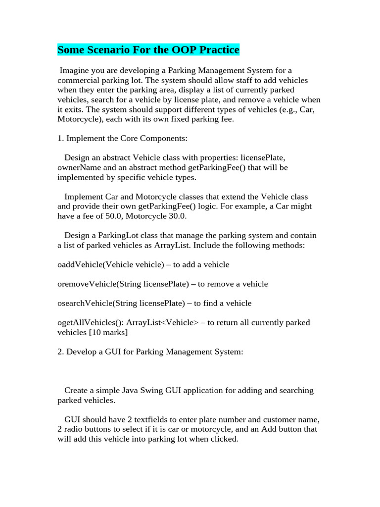 OOP Design for Parking & Inventory Systems | PDF | Method (Computer ...