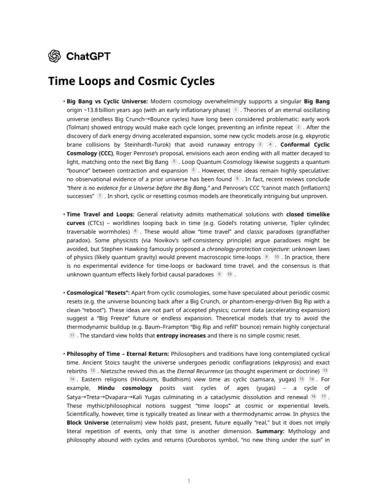 Time Loops and Cosmic Cycles Explained | PDF | Time Travel