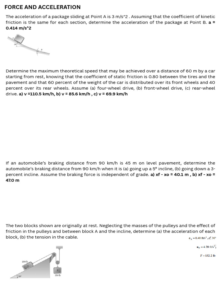 Force and Acceleration Print 2 | PDF | Friction | Force