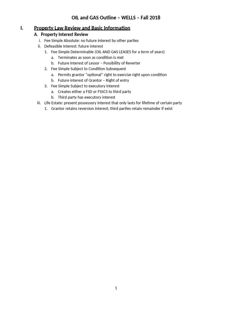 Baird-Wells 2018 Outline | PDF | Oil And Gas Law In The United States ...