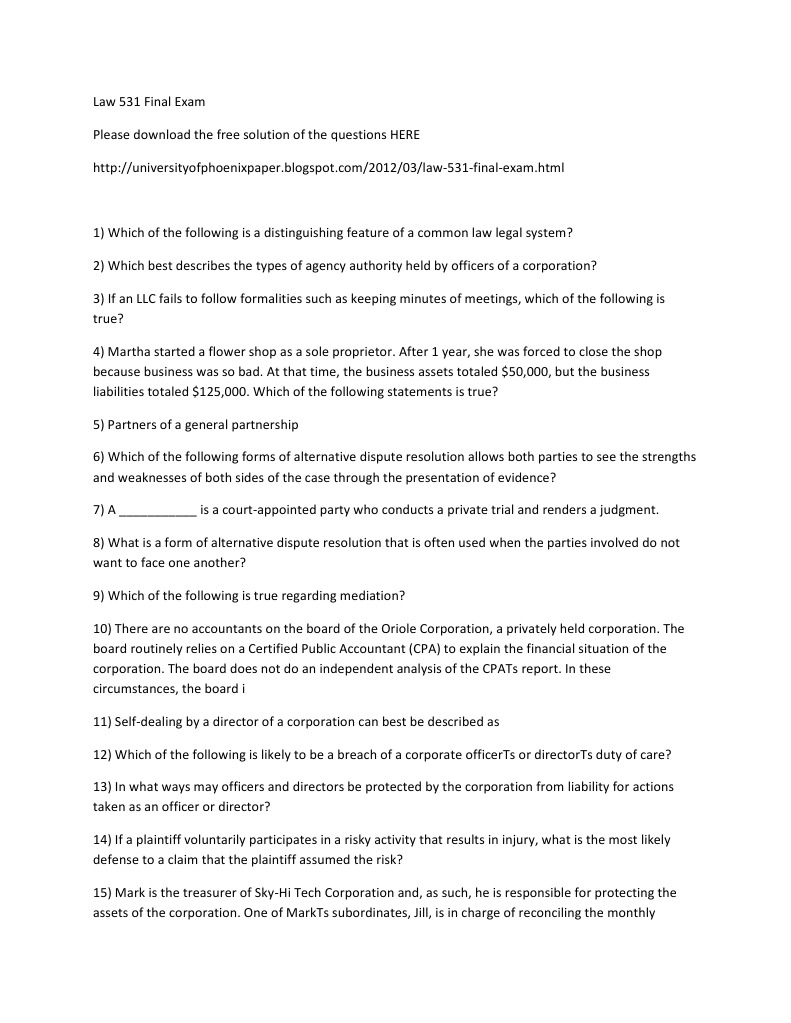 Law 531 Final Exam | PDF | Employee Retirement Income Security Act ...