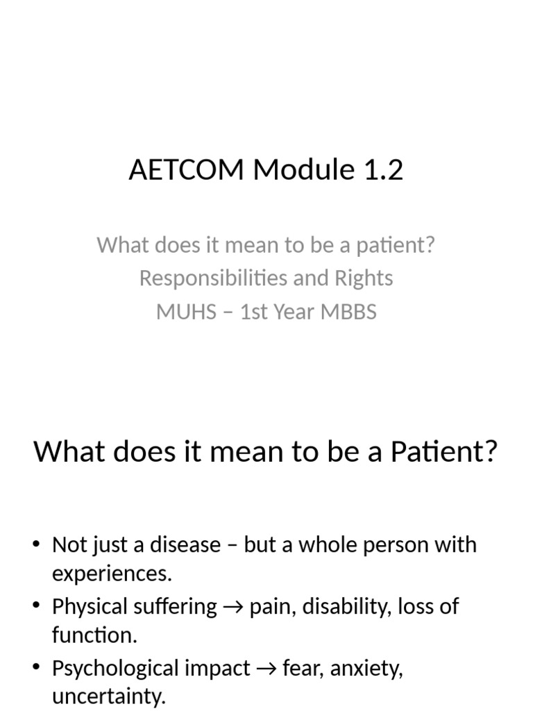 AETCOM Module 1.2 Patient Final | PDF | Compassion | Health Care