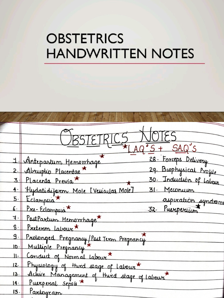 Obstetrics Laqs and Previous Year Questions Handwritten Notes | PDF