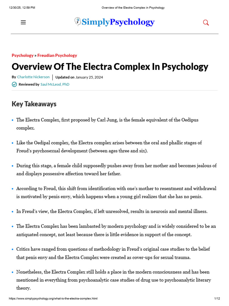 Electra Complex Overview in Psychology | PDF | Oedipus Complex ...