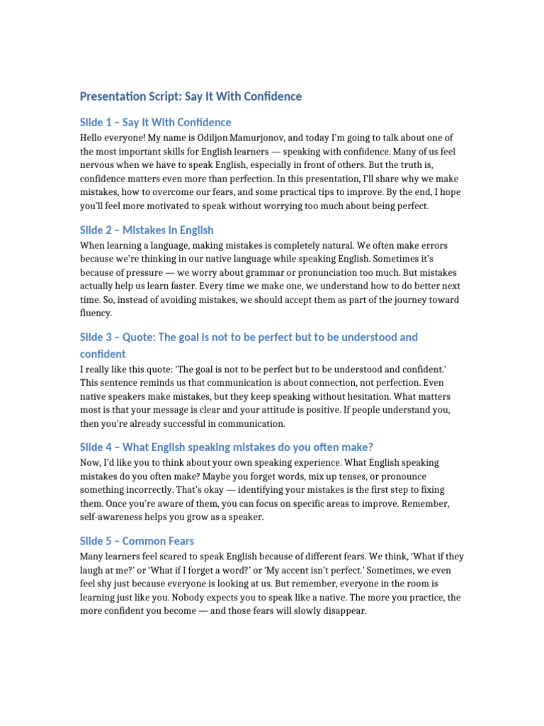 Boost English Speaking Confidence | PDF | English Language | Cognition