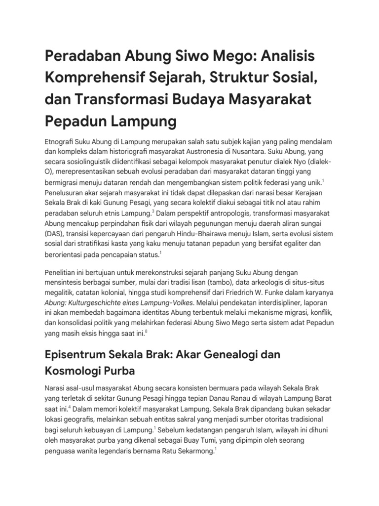Sejarah dan Budaya Suku Abung Lampung | PDF