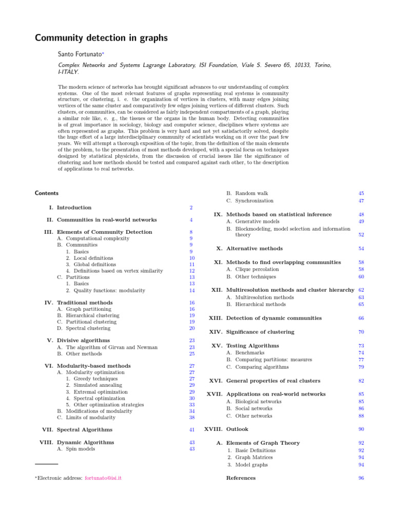 Community Detection in Graphs 34rogm3r6p | PDF | Vertex (Graph Theory ...