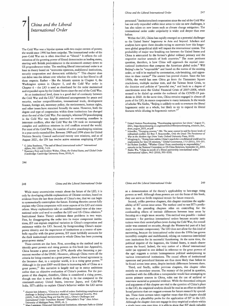 01 China and The Liberal International Order' | PDF