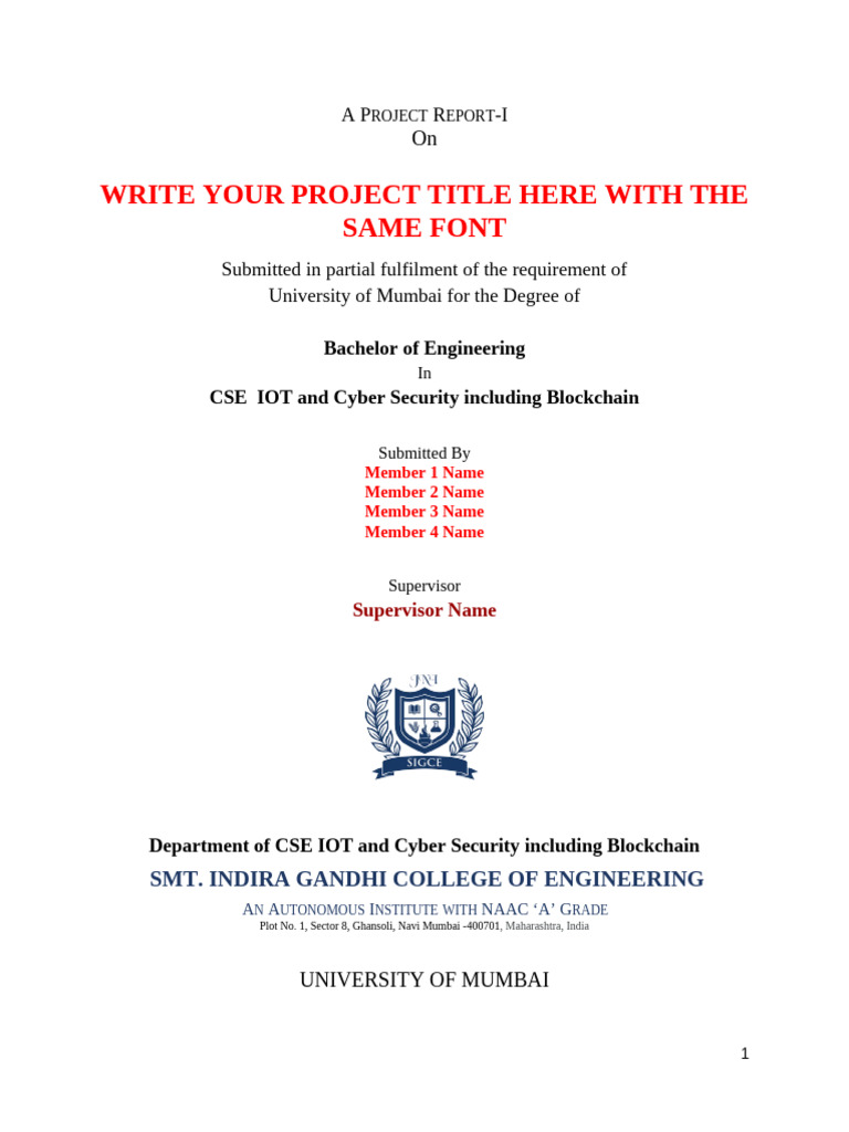 BE (IOT) Sem - VII Project Report I Template-1 | PDF | Abstract ...