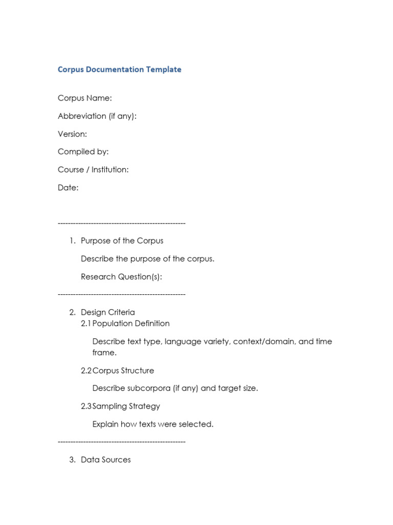 4 Skbl3313 Corpus Documentation Template | PDF
