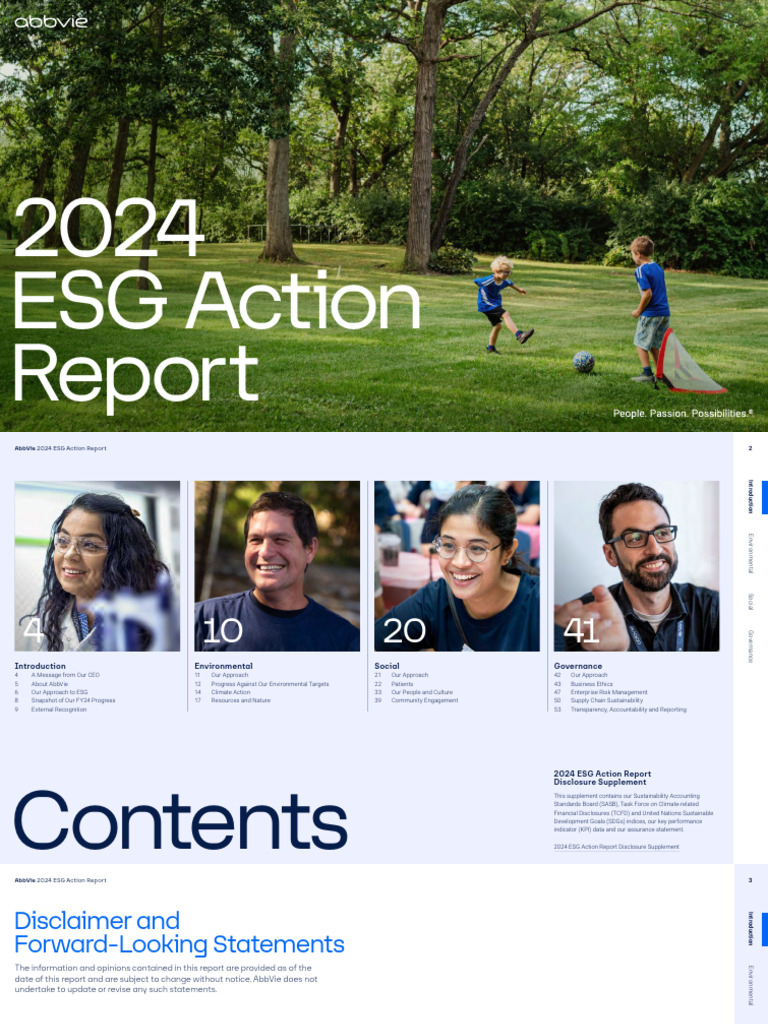 AbbVie 2024 ESG Action Report Summary | PDF | Sustainability | Business