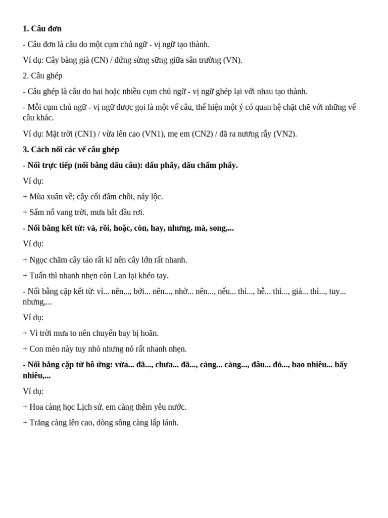 Câu Đơn Câu Ghép | PDF