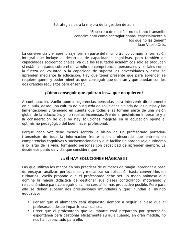 Mejora de la Gestión del Aula Escolar | PDF | Plan de estudios | Evaluación