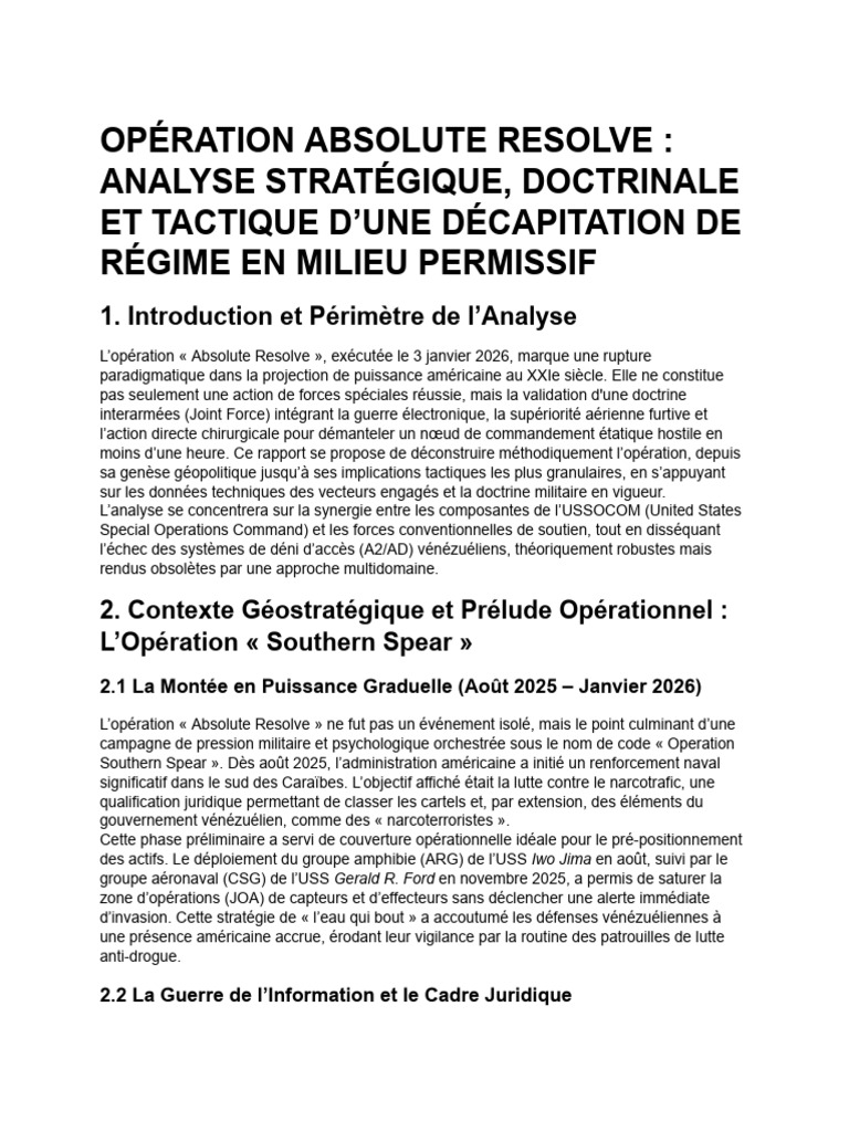 Analyse de l'Opération Absolute Resolve | PDF
