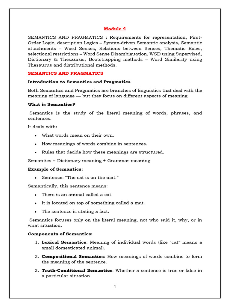 Semantics and Pragmatics in NLP | PDF | Semantics | Knowledge ...