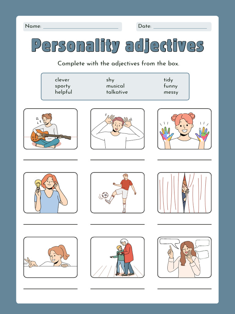 Personality Adjectives Exercise Worksheet | PDF