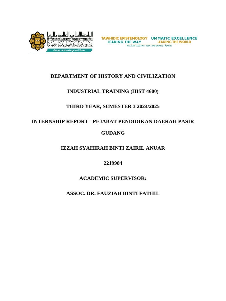 Internship Report: PPD Pasir Gudang 2024 | PDF | Teachers | Mentorship