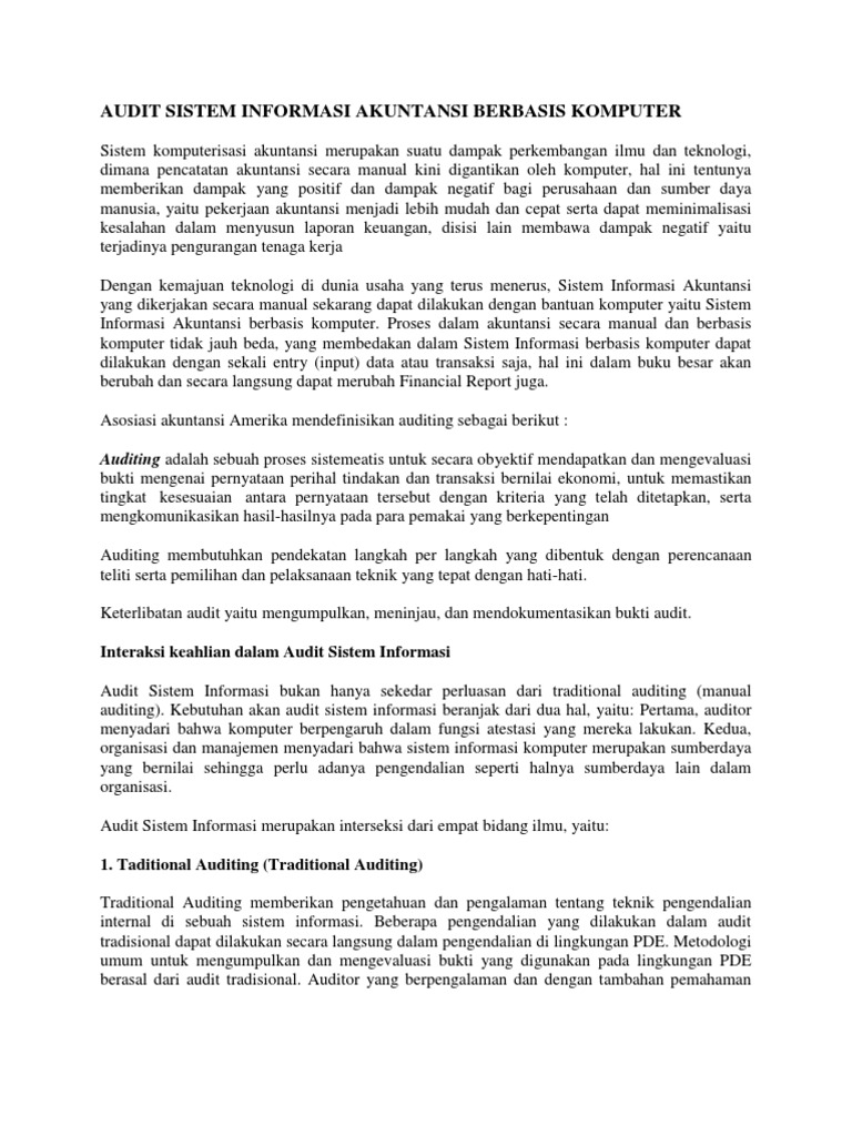 Contoh Kasus Audit Sistem Informasi Berbasis Komputer