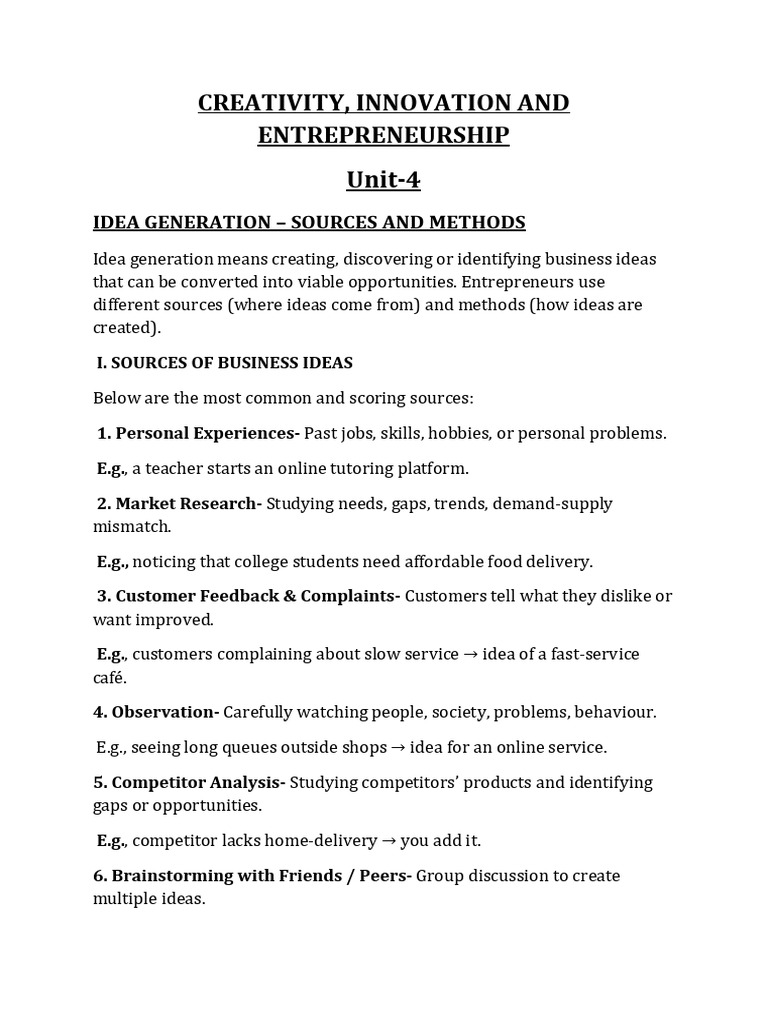 Business Idea Generation Techniques | PDF | Feasibility Study | Marketing