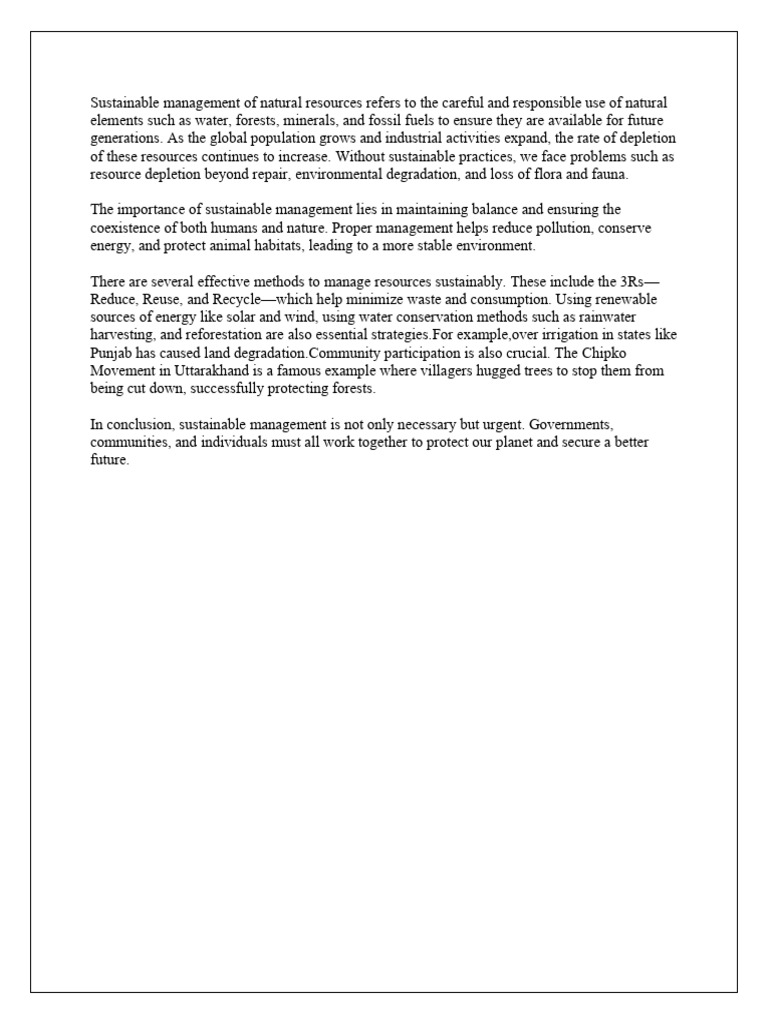 Sustainable Management of Natural Resources | PDF